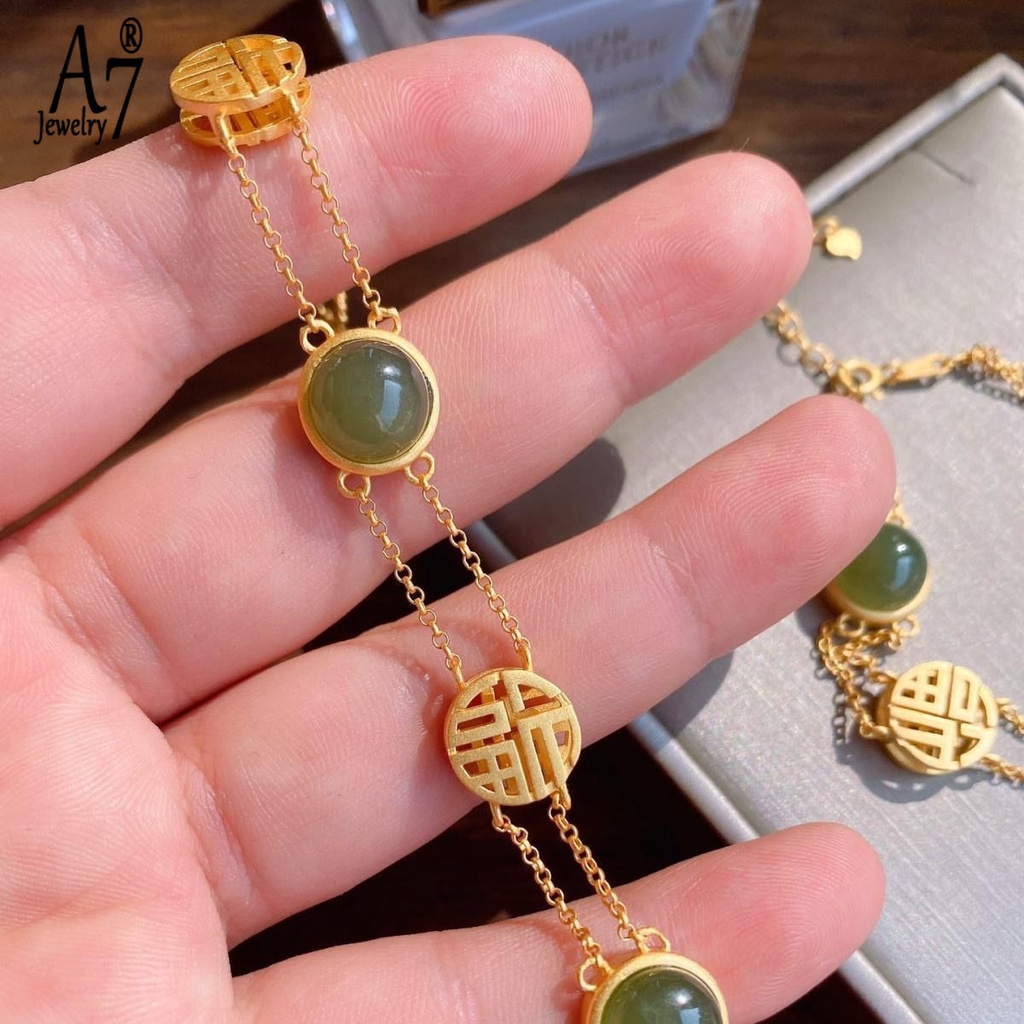 Vòng Tay Ngọc Bích Màu Xám Bạc A7 S925