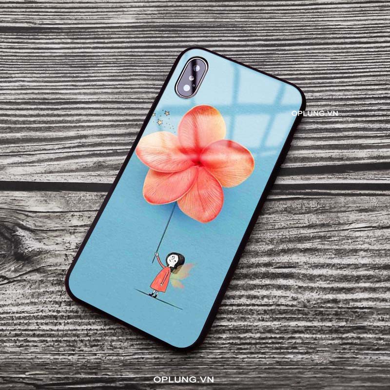 Ốp iphone tráng gương ốp mặt kính Hoa Đại Đỏ siêu cute đủ mã iphone cho Xs 11 Pro Max Xr I 7 I 8 Plus Se 2 6 6s K271