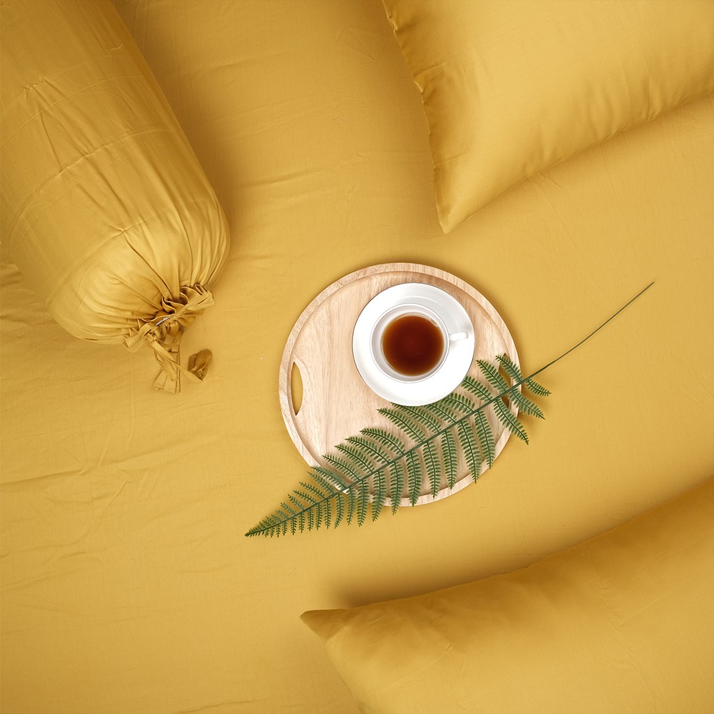Vỏ Gối Ôm Cotton Satin Hàn Quốc Màu Vàng Đồng 35x100 cm