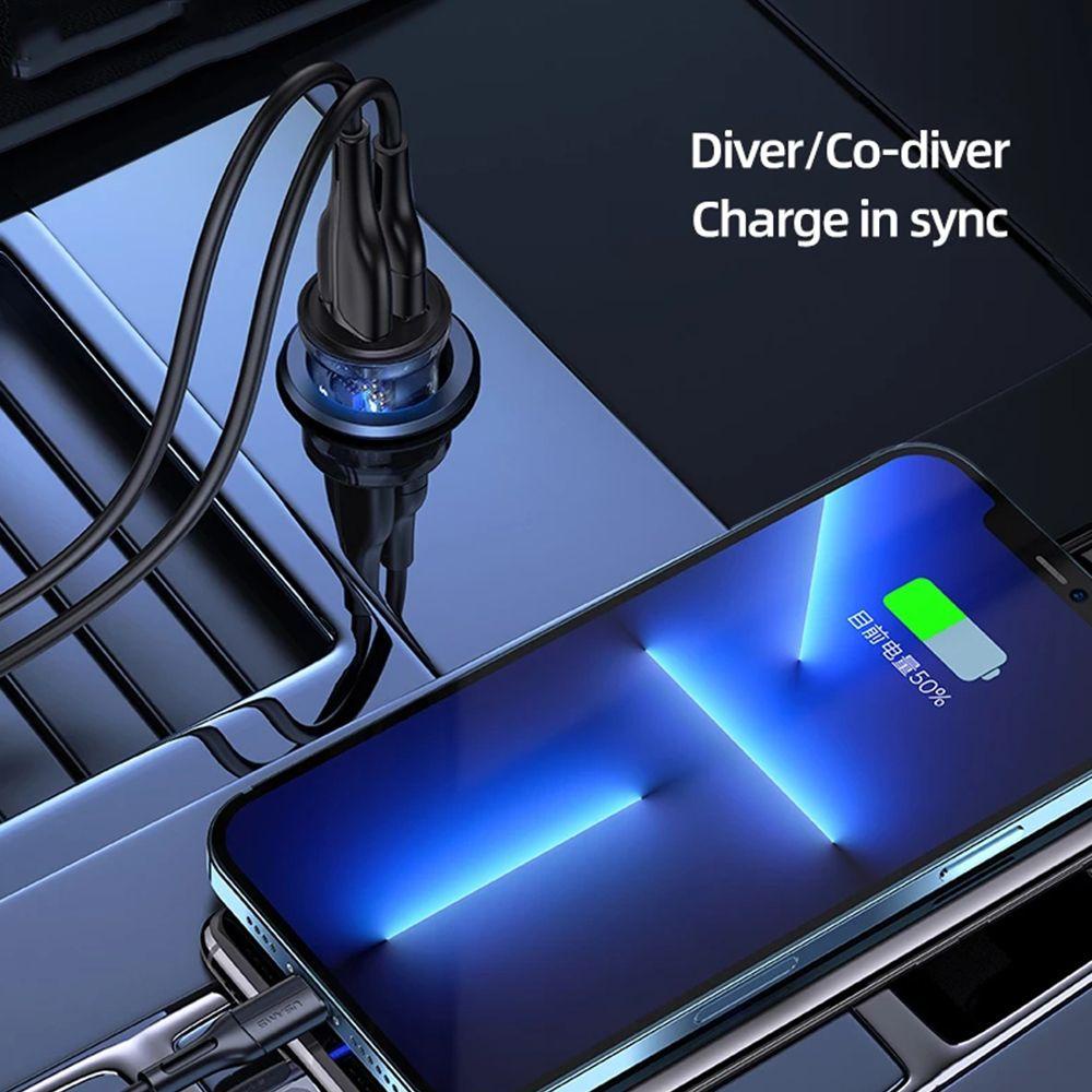 Cốc Sạc Nhanh QC3.0 Có Đèn Xanh Dương Cho Xe Hơi