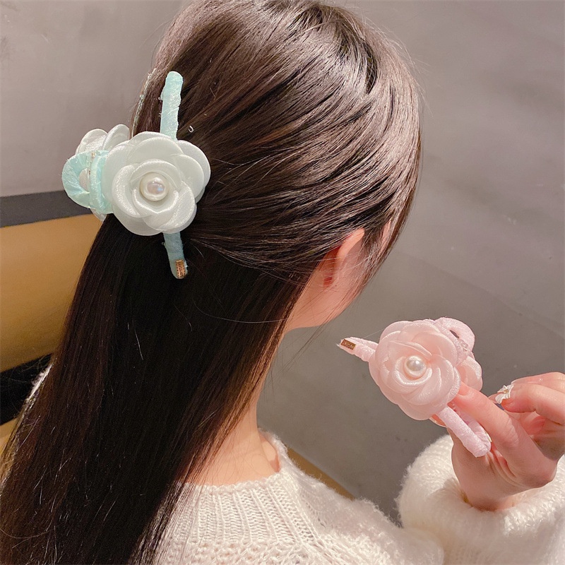 Kẹp Tóc Hình Hoa Đính Ngọc Trai Và Đá Xinh Xắn Cho Nữ