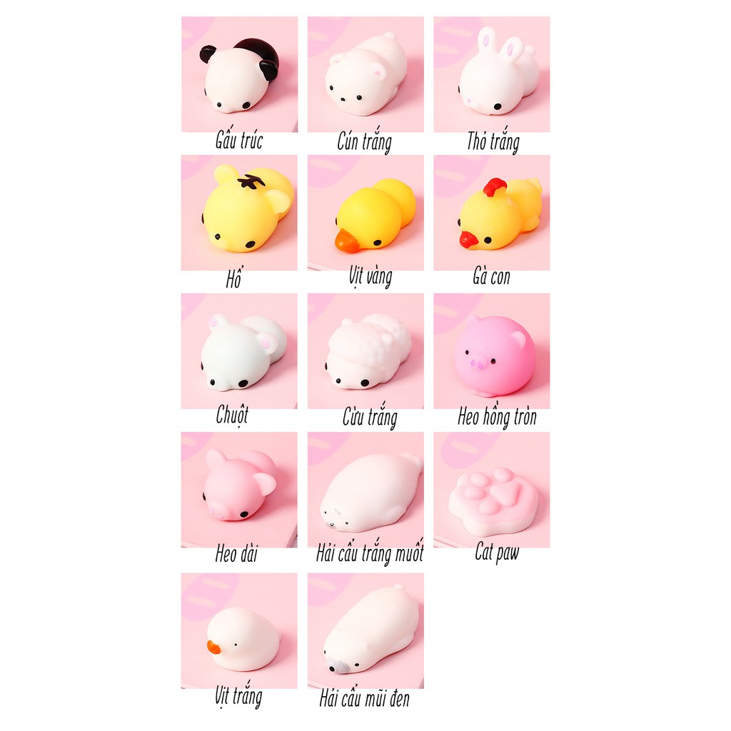 [Mã LIFE2410K giảm 10K đơn 20K] Đồ Chơi Bóp Tay Squishy Mochi Xả Stress Hình Động Vật Cute