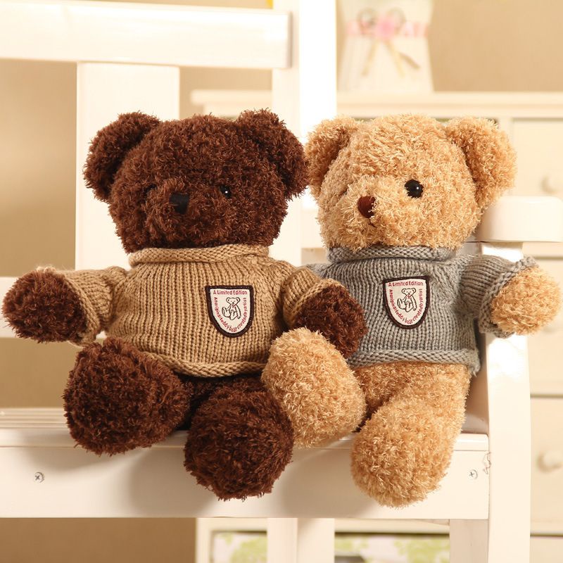 Gấu Bông Teddy Áo Len Thú Nhồi Bông Gấu Nâu Lông Xù Gấu Vá Da Cao Cấp_Unishop