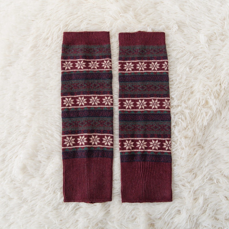 Youyo Vớ Ống Chân Dệt Kim Giữ Ấm Chân Hình Bông Tuyết Mùa Đông Phong Cách Thể Thao Cho Nữ
