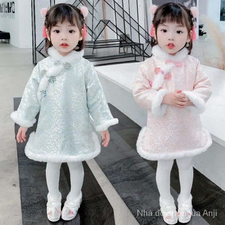 Girl Autumn And Winter Baby Thick Cotton Children Hanfu Cheongsam Dress