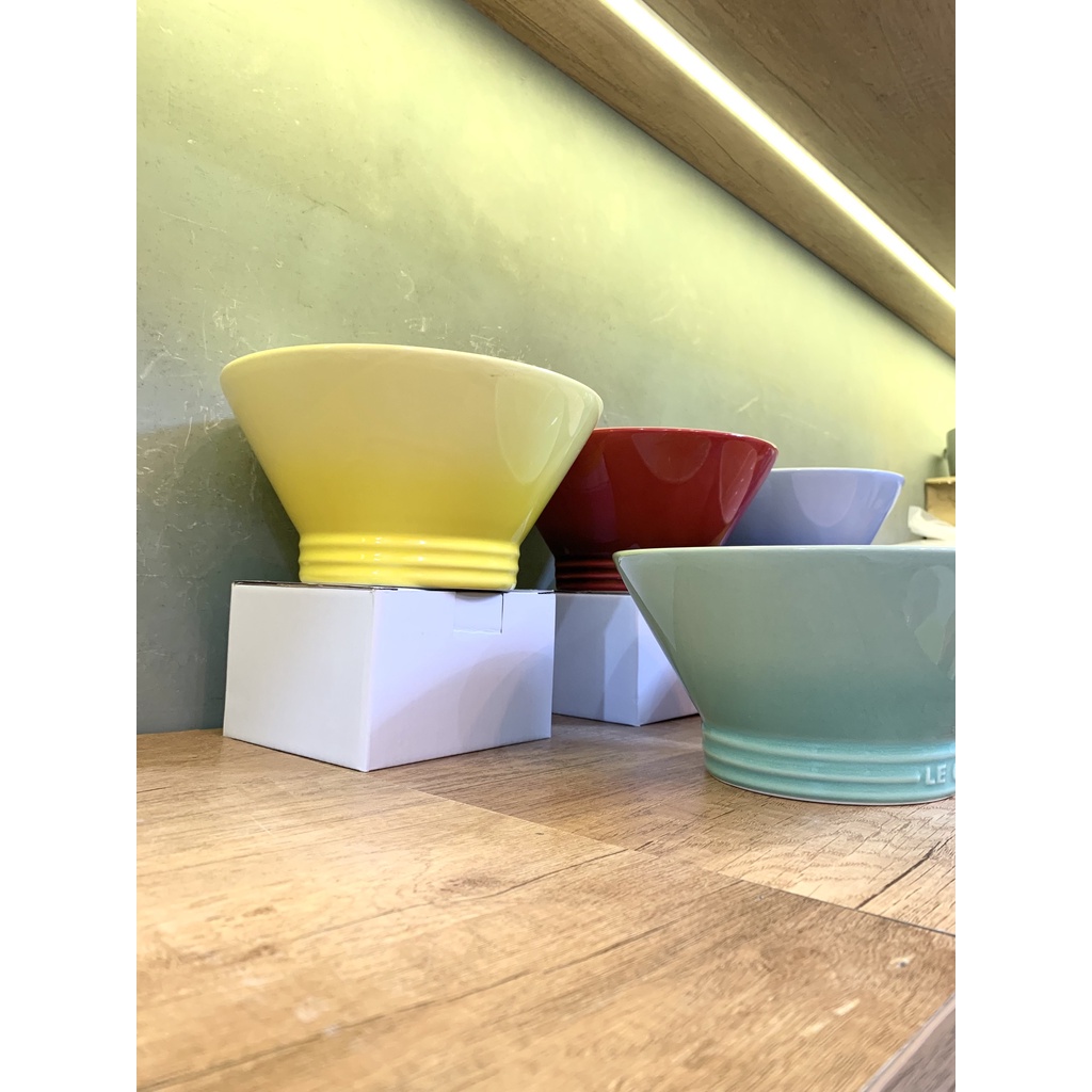 Tô mì Le Creuset hình nón chân cao, đựng mì, canh bằng sứ cao cấp không chì, hàng tiêu chuẩn xuất Âu