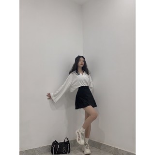 [ ẢNH THẬT CHÍNH CHỦ ] Áo croptop cổ sen, tay dài