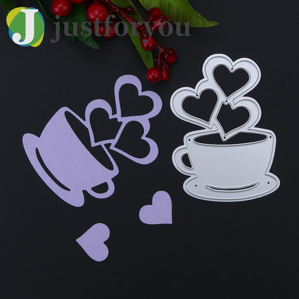 Justforyou2 Love Heart Coffee DIY Metal Scrapbook Craft Embroidery Cutting Die Stencils