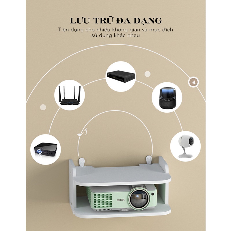 Kệ treo tường trang trí, Kệ Wifi chất liệu gỗ nhựa cao cấp - IG407