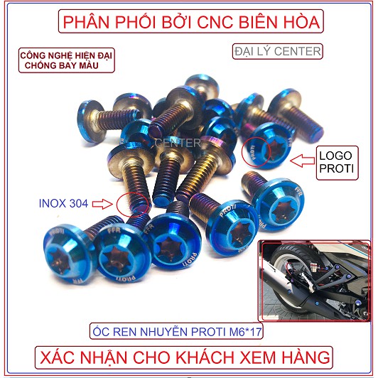 [ PROTI SL 5 - 20 ] Ốc ren nhuyễn Proti M6*17 màu titan