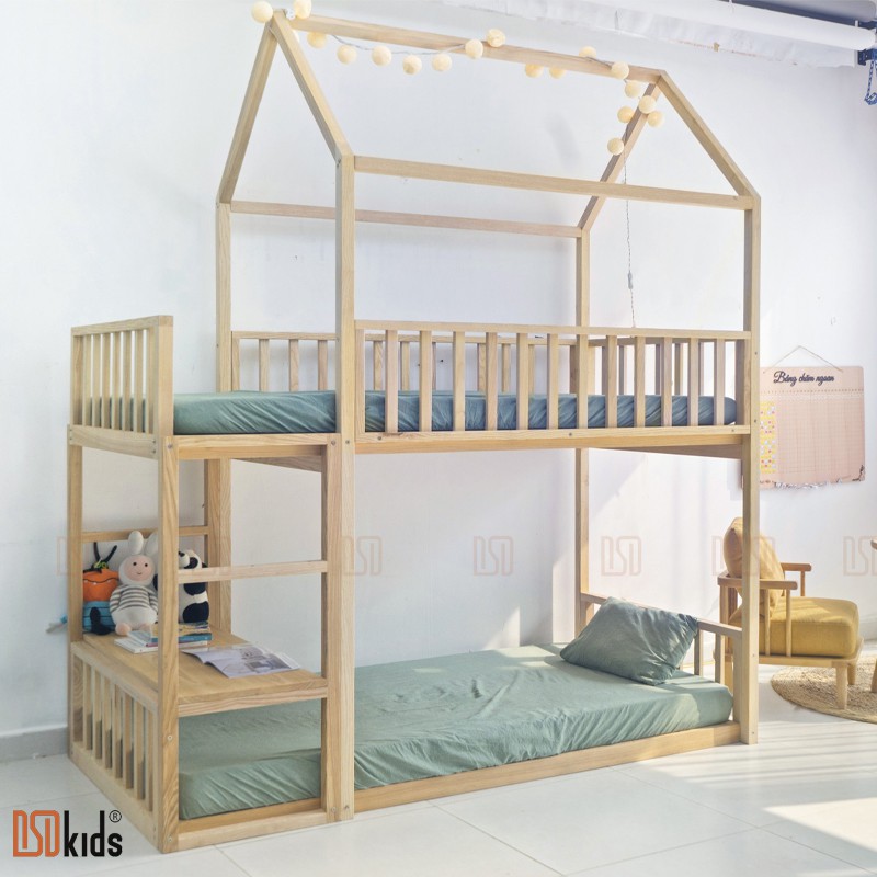 Giường trẻ em 🛑FREESHIP🛑 Giường tầng gỗ thông minh cho bé [ Nguyên liệu 100% gỗ tự nhiên cao cấp nhập khẩu ]