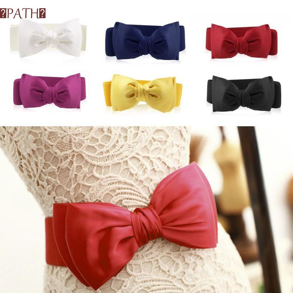 Thắt Lưng Nữ Co Giãn Đính Nơ Màu Đỏ / Đen / Vàng