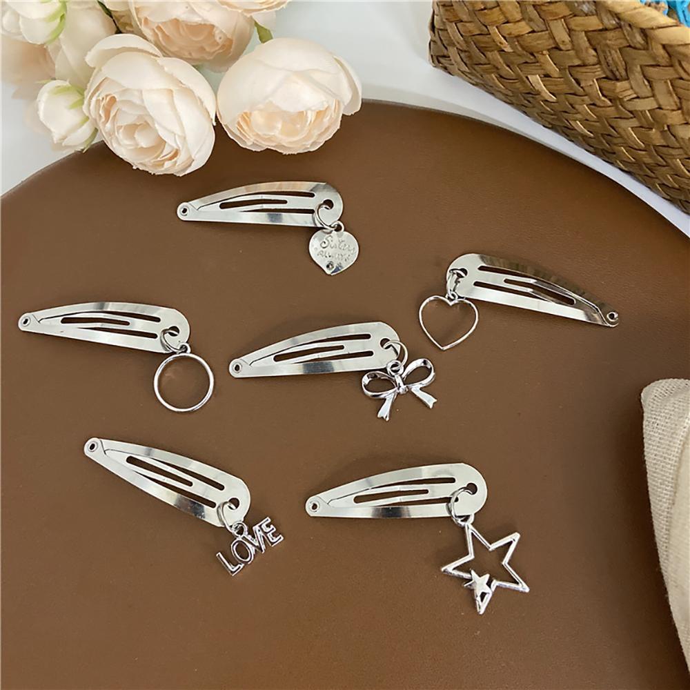 Kẹp Tóc Hình Nơ / Ngôi Sao / Trái Tim Bằng Kim Loại Thời Trang