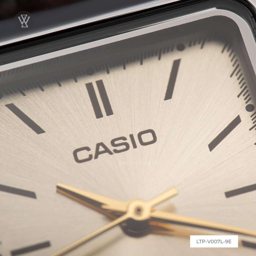 Đồng Hồ Quartz Nữ Casio WATCHSTORE LTP-V007L-9EUDF Thiết Kế Mặt Kính Khoáng Chữ Nhật 22mm, Dây Da Và Vỏ Thép Không Gỉ