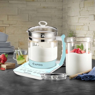 Ấm điện thuỷ tinh đa năng Rapido RMK0818-S2 dùng để chưng yến, đun sữa, pha trà