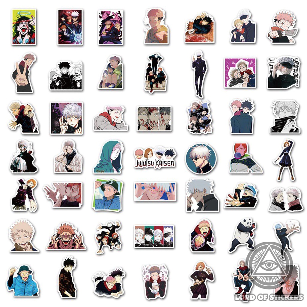 Set 100 Nhãn Dán Jujutsu Kaisen Anime Manga Sticker Hình Nhân Vật Truyện Tranh Trang Trí Mũ Bảo Hiểm, Điện Thoại, Guitar