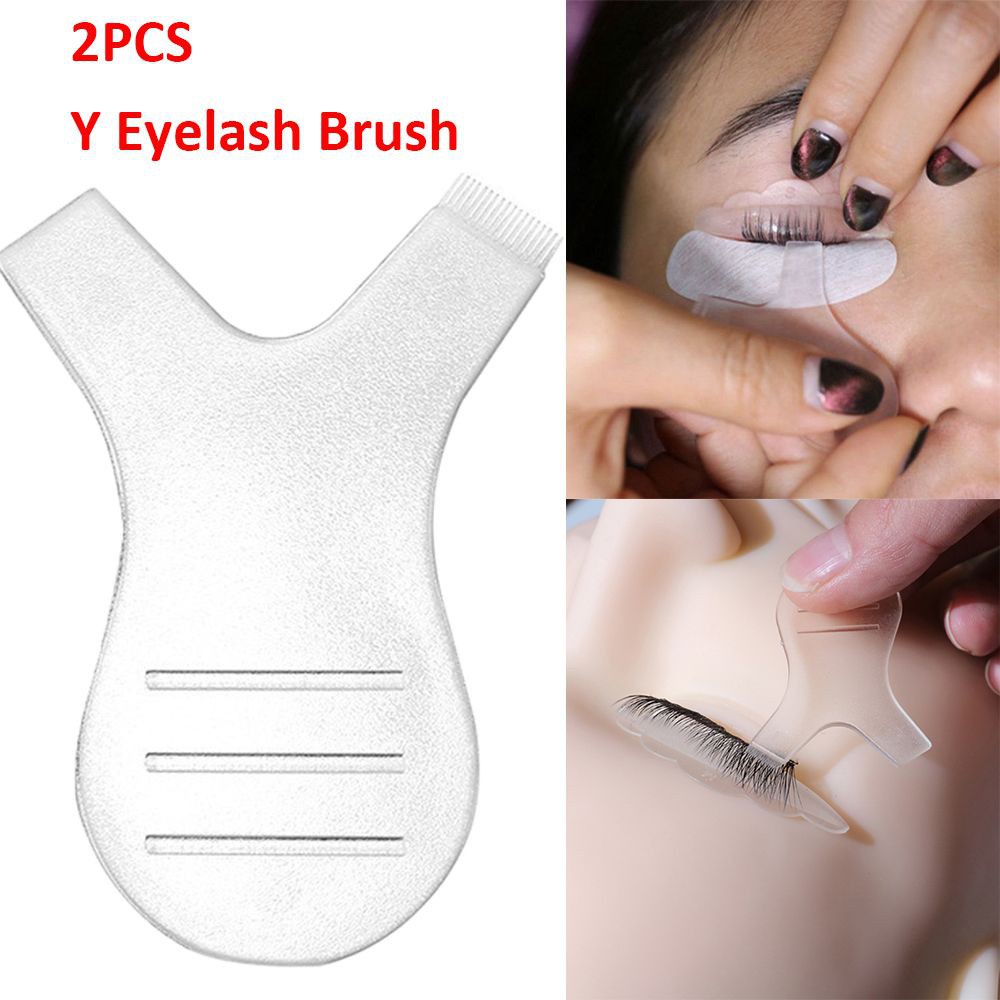 (Hàng Mới Về) Set 2 Lược Chải Lông Mi Mini Hình Chữ Y Trong Suốt Mềm Mại Nhiều Màu