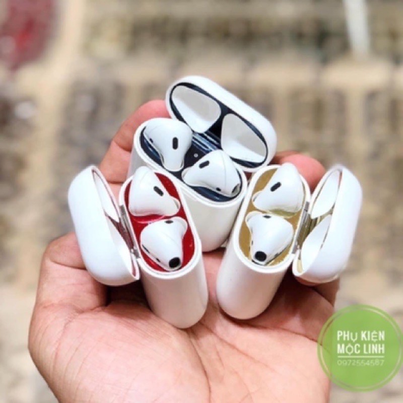 AIRPODS 1 2 3 PRO Skin Miếng Dán Kim Loại Bảo Vệ Hộp sạc Tai Nghe airpod Tính Năng Chống Bụi Bẩn
