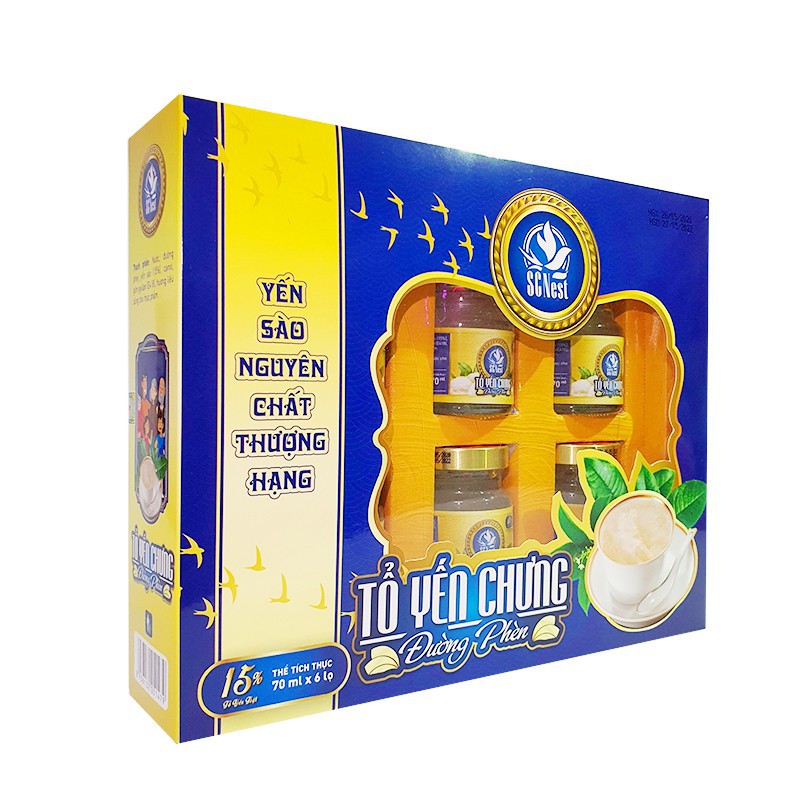 SCNEST Hộp Tổ Yến Chưng Đường Phèn SCNEST 15% kèm túi giấy cao cấp SCNEST