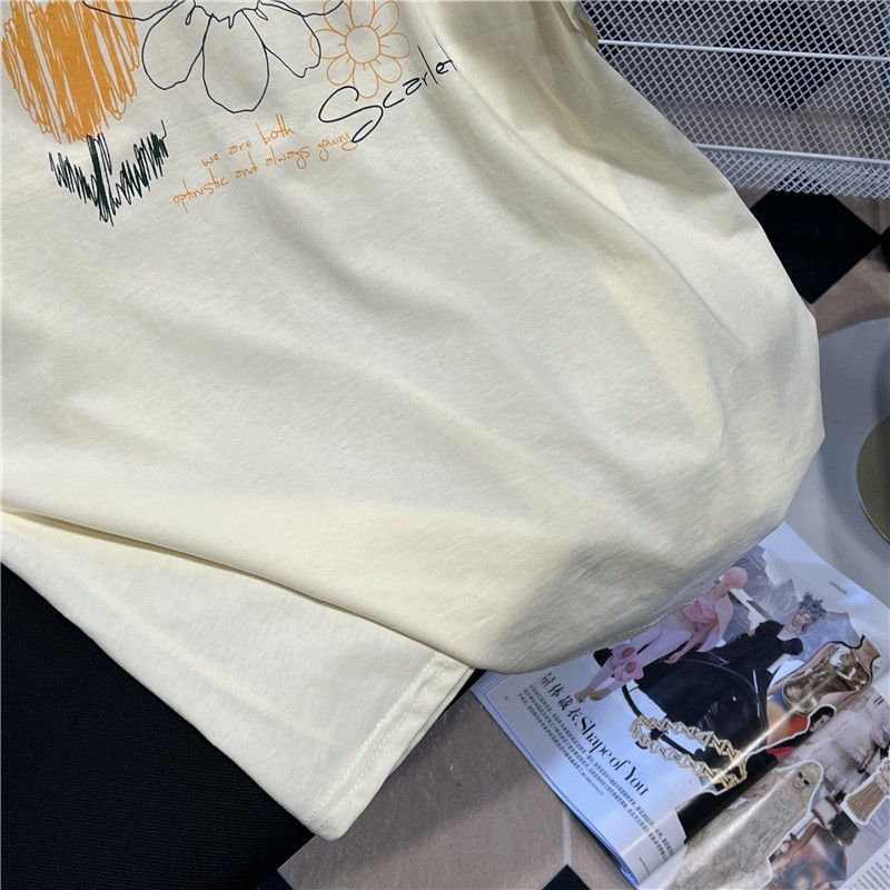 Áo Thun Tay Ngắn Dáng Rộng In Hình Dễ Thương Thời Trang Mùa Hè Cho Nữ