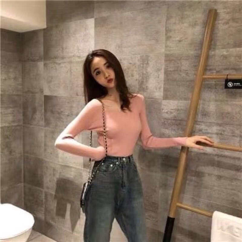 Áo len nữ ,áo len nữ hàn quốc cổ  V nữ mềm mịn co giãn nhiều màu dễ phối đồ hàng Quảng Châu loại 1 AL02