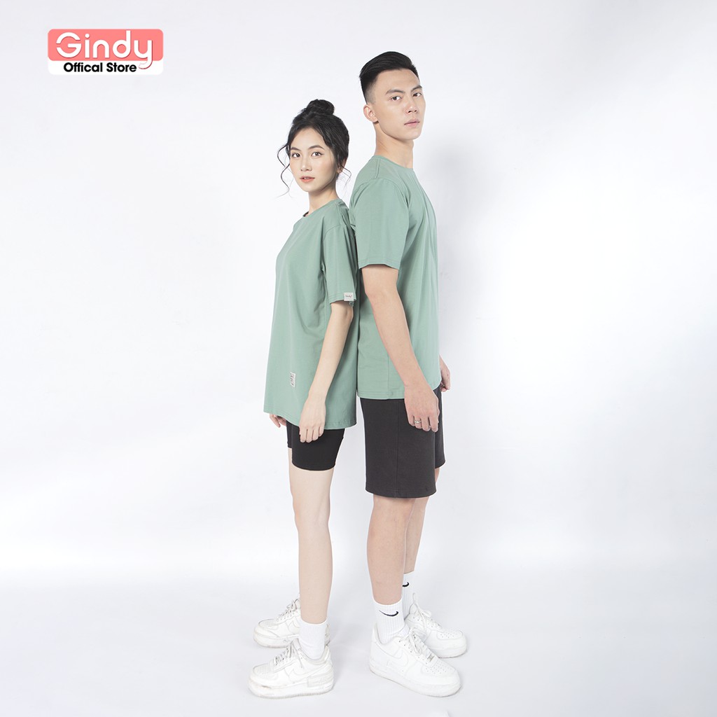 Áo phông cotton thun trơn unisex GINDY nữ tay lỡ cổ tròn form rộng dáng basic thoáng mát, co giãn 4 chiều A7115