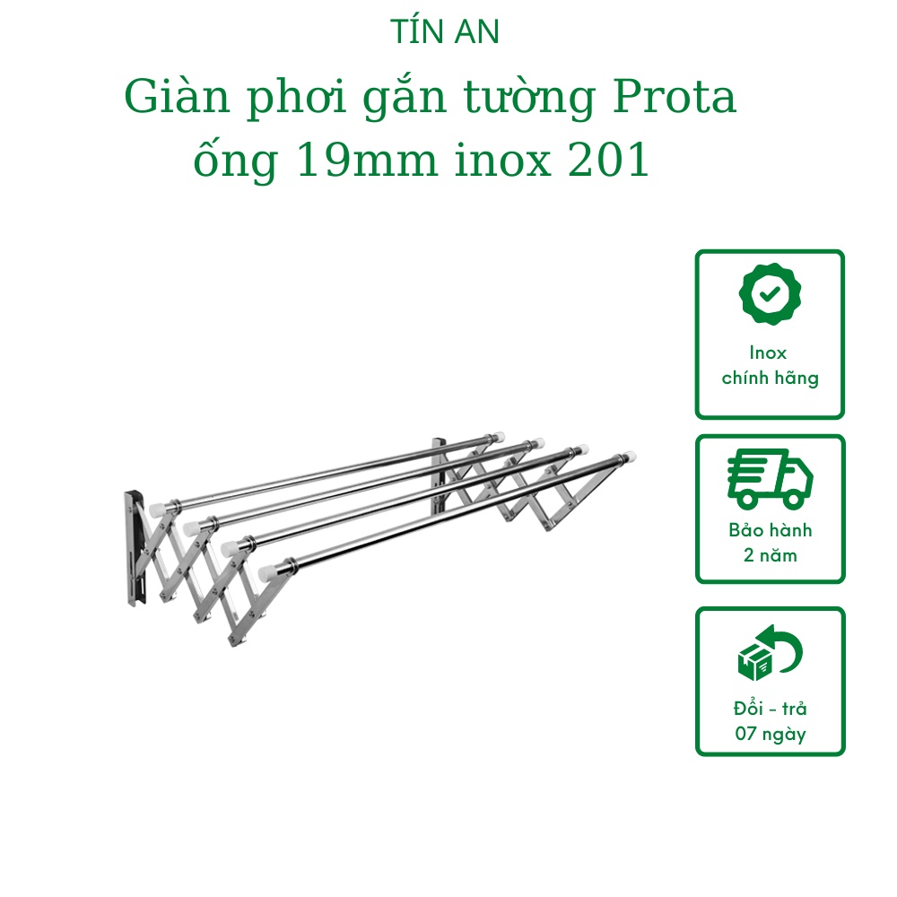 Giàn phơi thông minh xếp ống 19mm inox 201 cao cấp Prota loại 1m - giàn phơi gắn tường