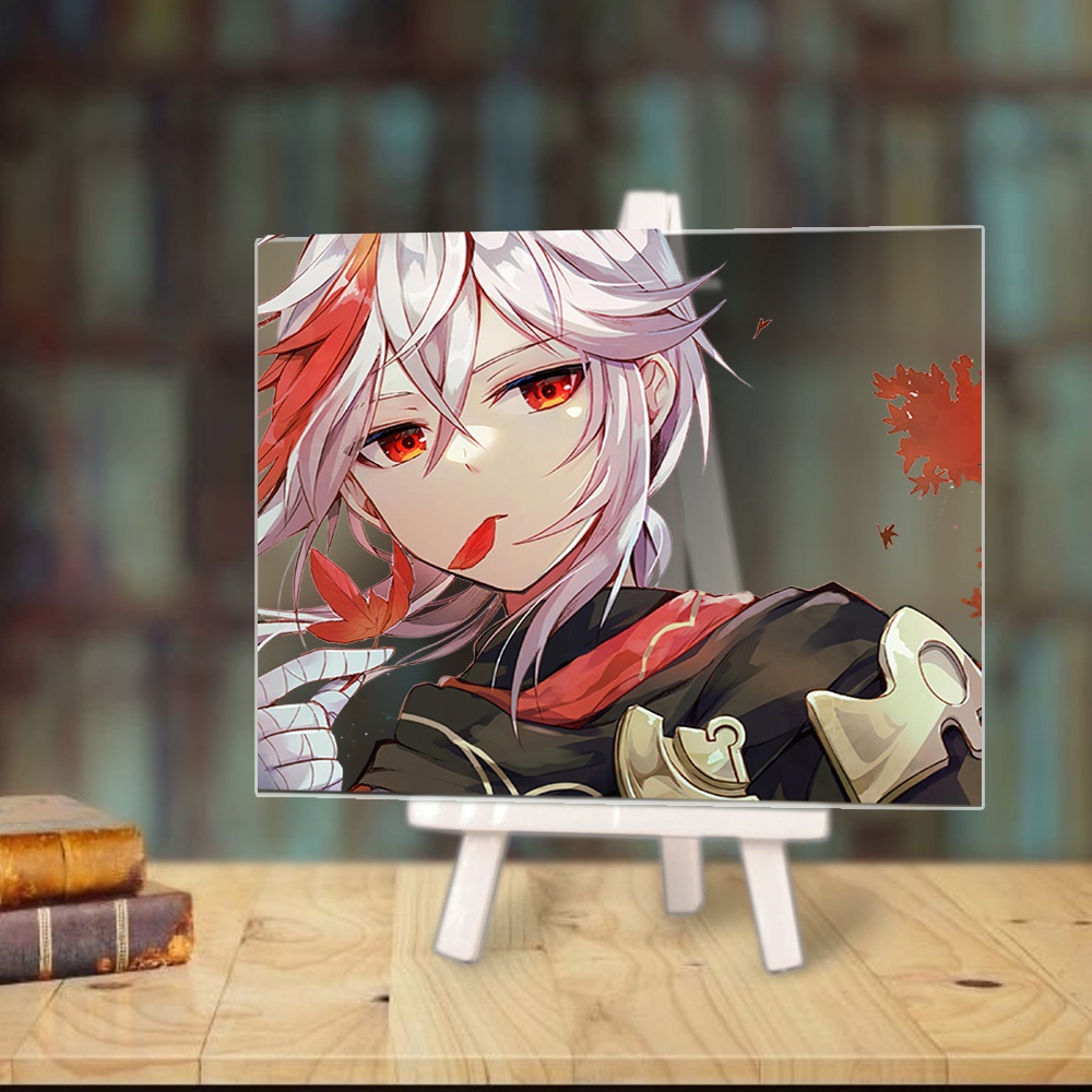 Tranh kính game GENSHIN IMPACT anime chibi acrylic mica trong trưng bày trang trí giá gỗ