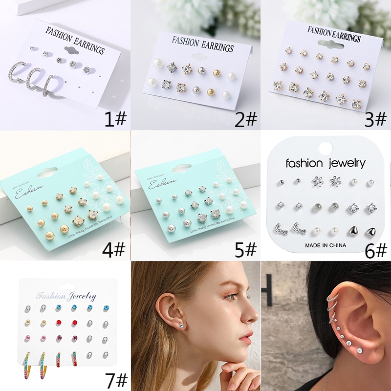 Bộ hoa tai thời trang Hàn Quốc cổ điển đính ngọc trai sang trọng