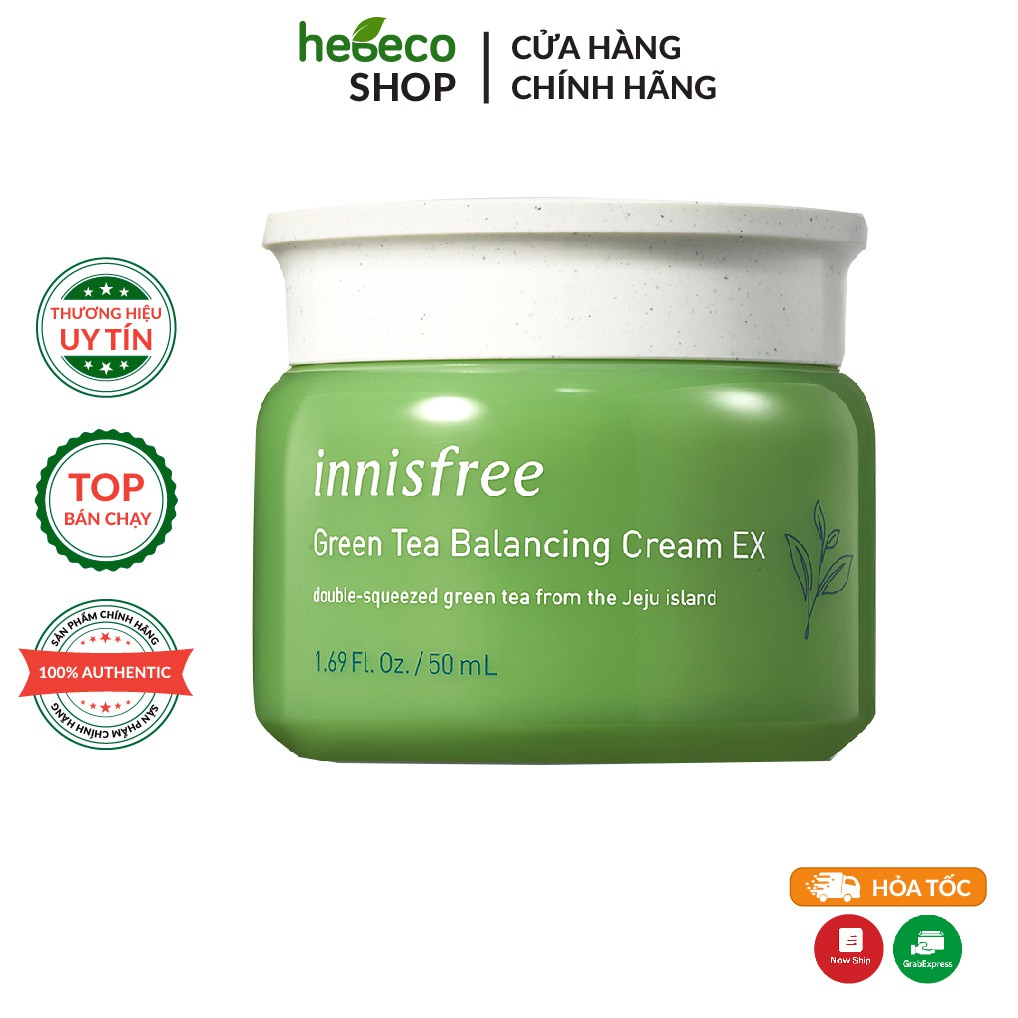 Kem Dưỡng Cân Bằng Ẩm và Se Khít Lỗ Chân Lông Innisfree Green Tea Balancing Cream EX 50ml - Hàn Quốc Chính Hãng