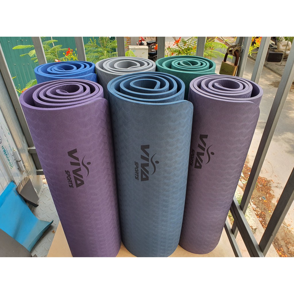 Thảm tập YOGA TPE 8mm 1 lớp ViVaSports + dây buộc thảm ( bảo hành 1 đổi 1 trong 90 ngày )