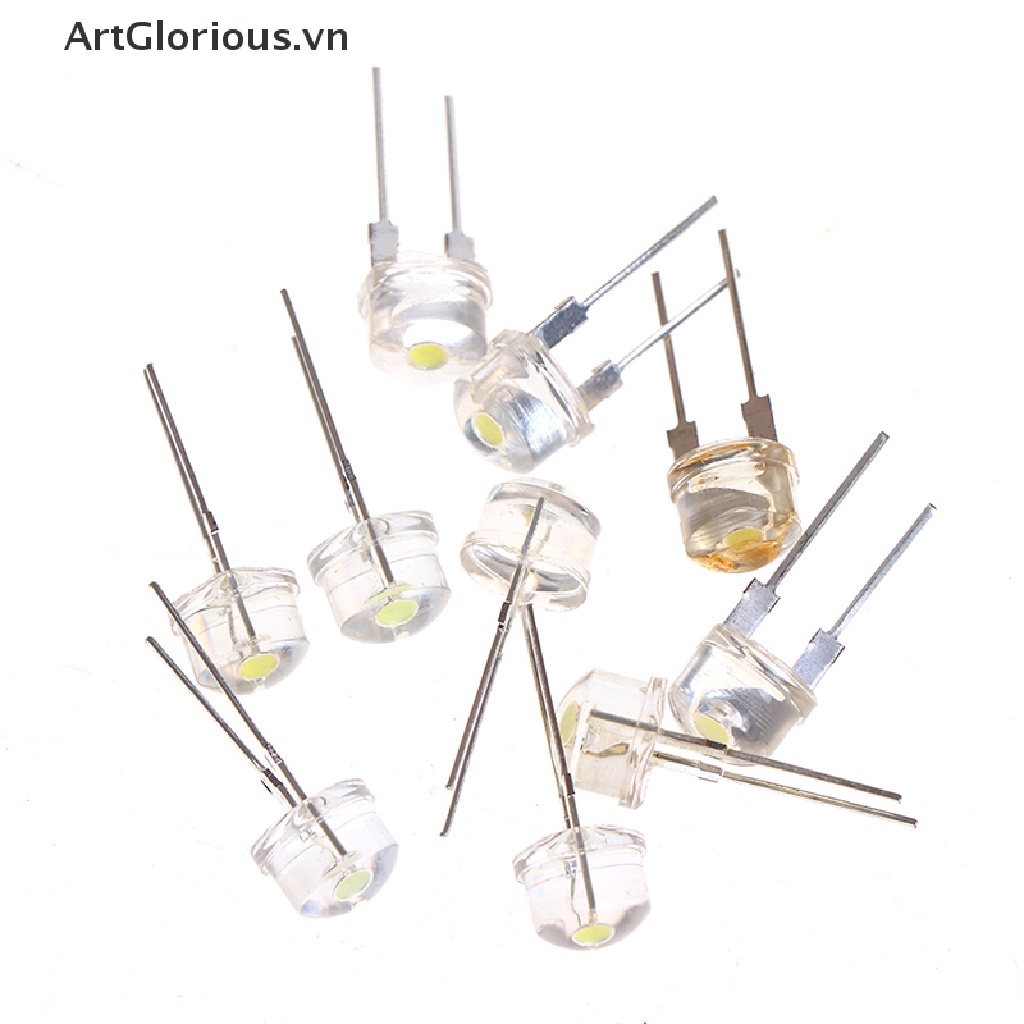 Bộ 10 Đèn LED Ánh Sáng Trắng 8mm 0.5W 3.0-3.2V