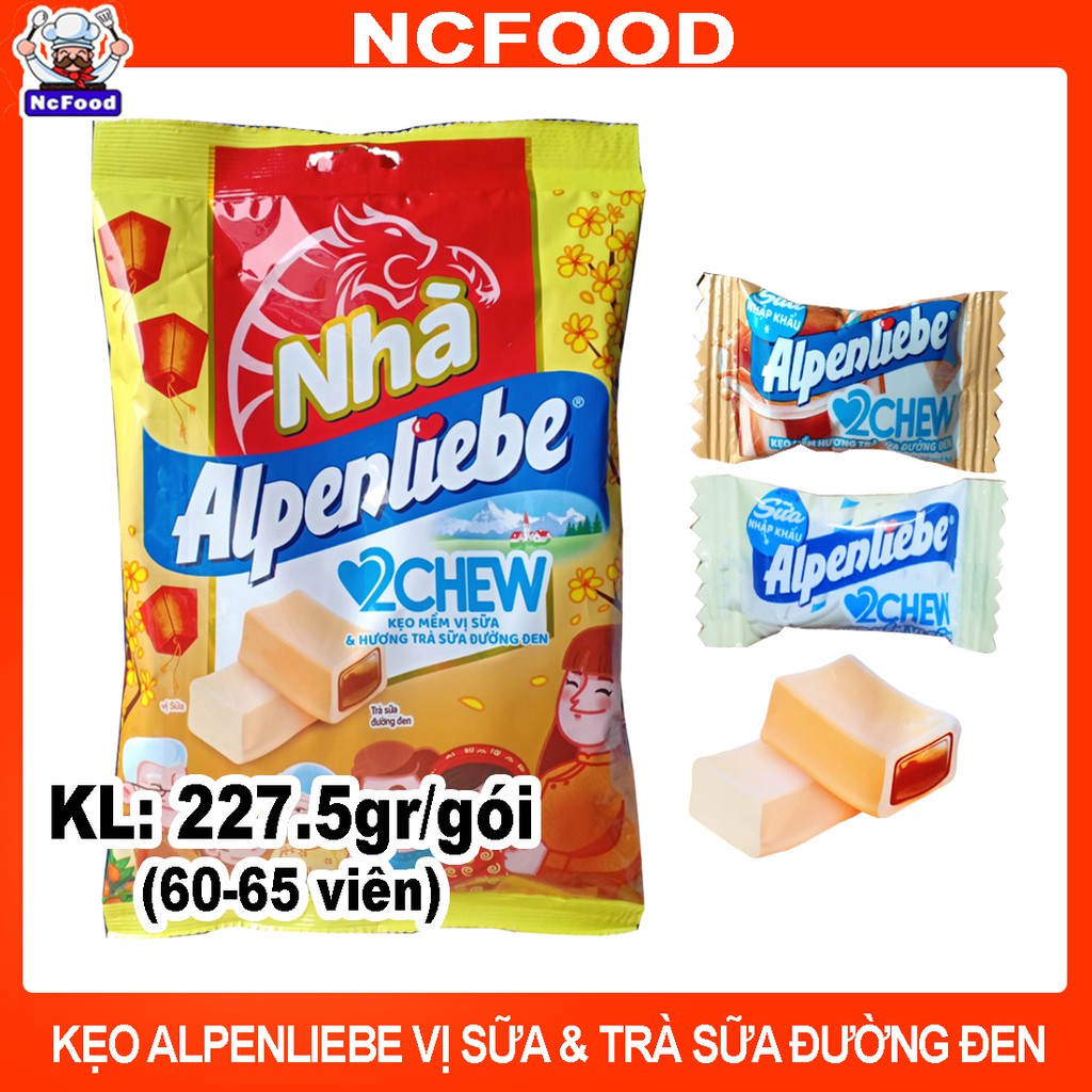 Kẹo Alpenliebe Vị Sữa Và Trà Sữa Đường Đen 227.5gr (60-65 viên)(NCFOOD)