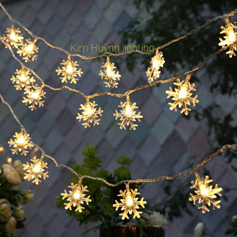 Dây đèn led bông tuyết trang trí giáng sinh, decor nhà cửa