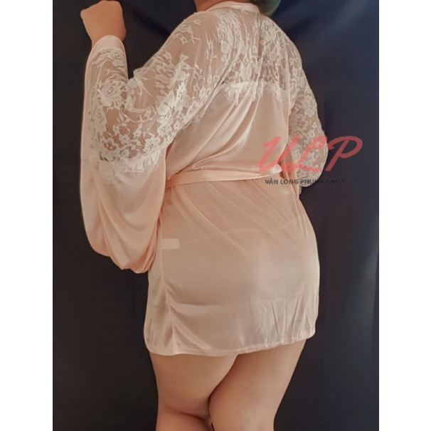 [BIGSIZE_90KG]_DN70_Áo choàng Satin bóng phối ren cổ trang