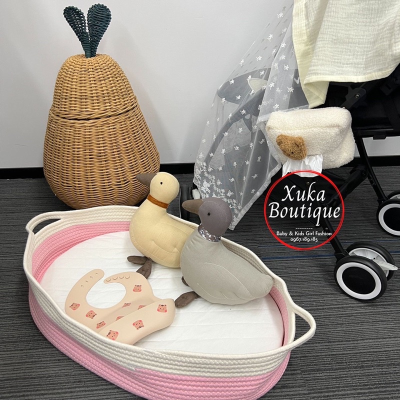 Gấu Bông Organic An Toàn Cho Bé Phong Cách Hàn Quốc - Búp Bê Vải Hình Chú Vịt Bông 100%