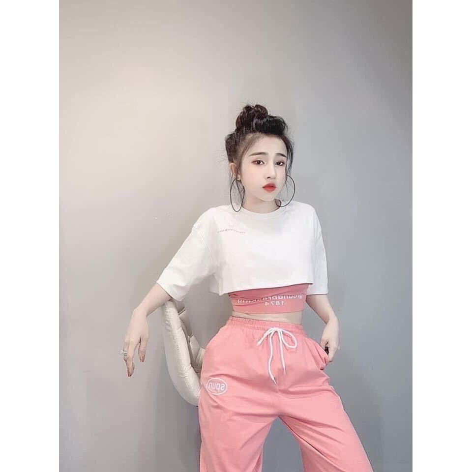 Áo croptop 1974 Hàn Quốc / Áo thun croptop dáng rộng cho nữ | BigBuy360 - bigbuy360.vn