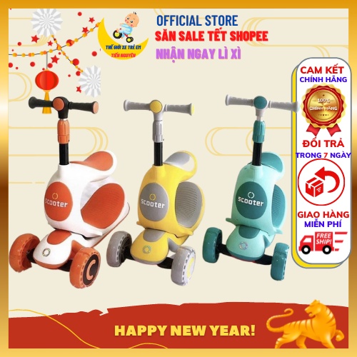 [Chính hãng] Xe trượt scooter 3 in 1 cao cấp, bảo hành 6 tháng, Xe scooter cho bé chòi chân đa năng