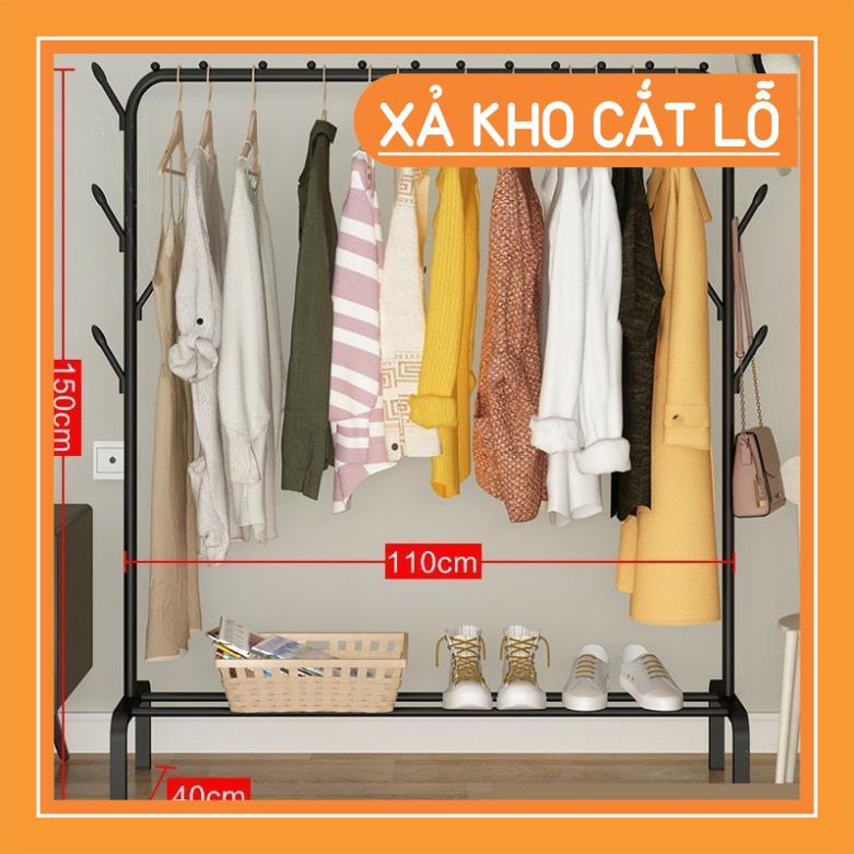 Giá treo quần áo, giá phơi quần áo, treo đồ đa năng 3 trong 1, có móc treo mũ, giỏ xách, có kệ để giày dép tiện dụng