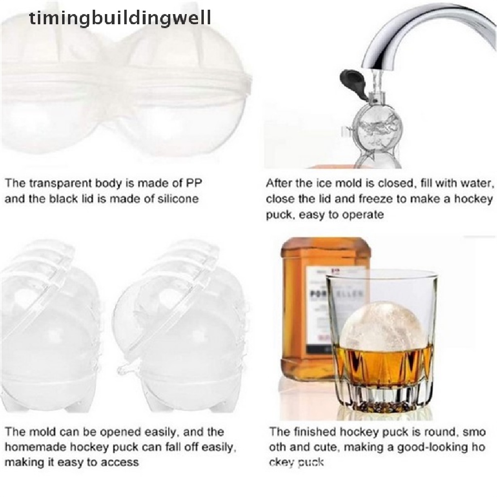 Twvn 4 Cavity Bar Sphere Ice Cube Mould Mold Ball Freezer Maker Tray Whiskey DIY QDD