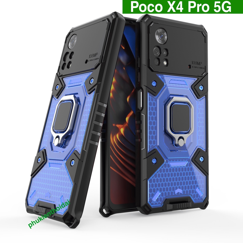 Ốp lưng Poco X4 Pro 5G tổ Ong Iring không gian mới chống sốc giá đỡ xem phim