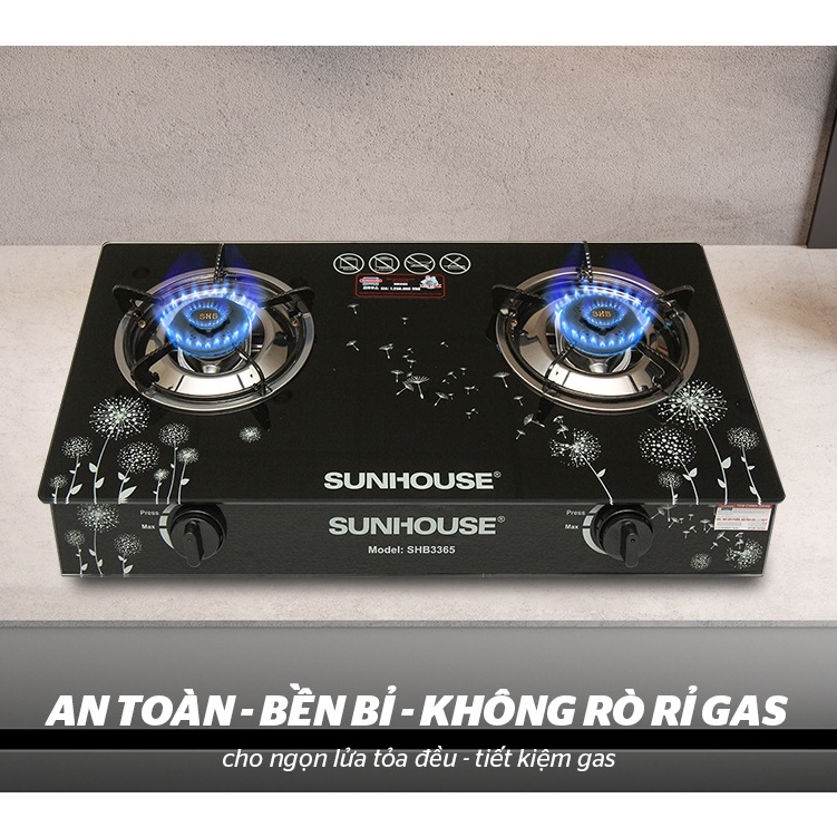 Bếp gas đôi Sunhouse 3365 Mới 100%+Tặng dây gas-bếp bền tốt chính hãng chất lượng tiết kiệm gas