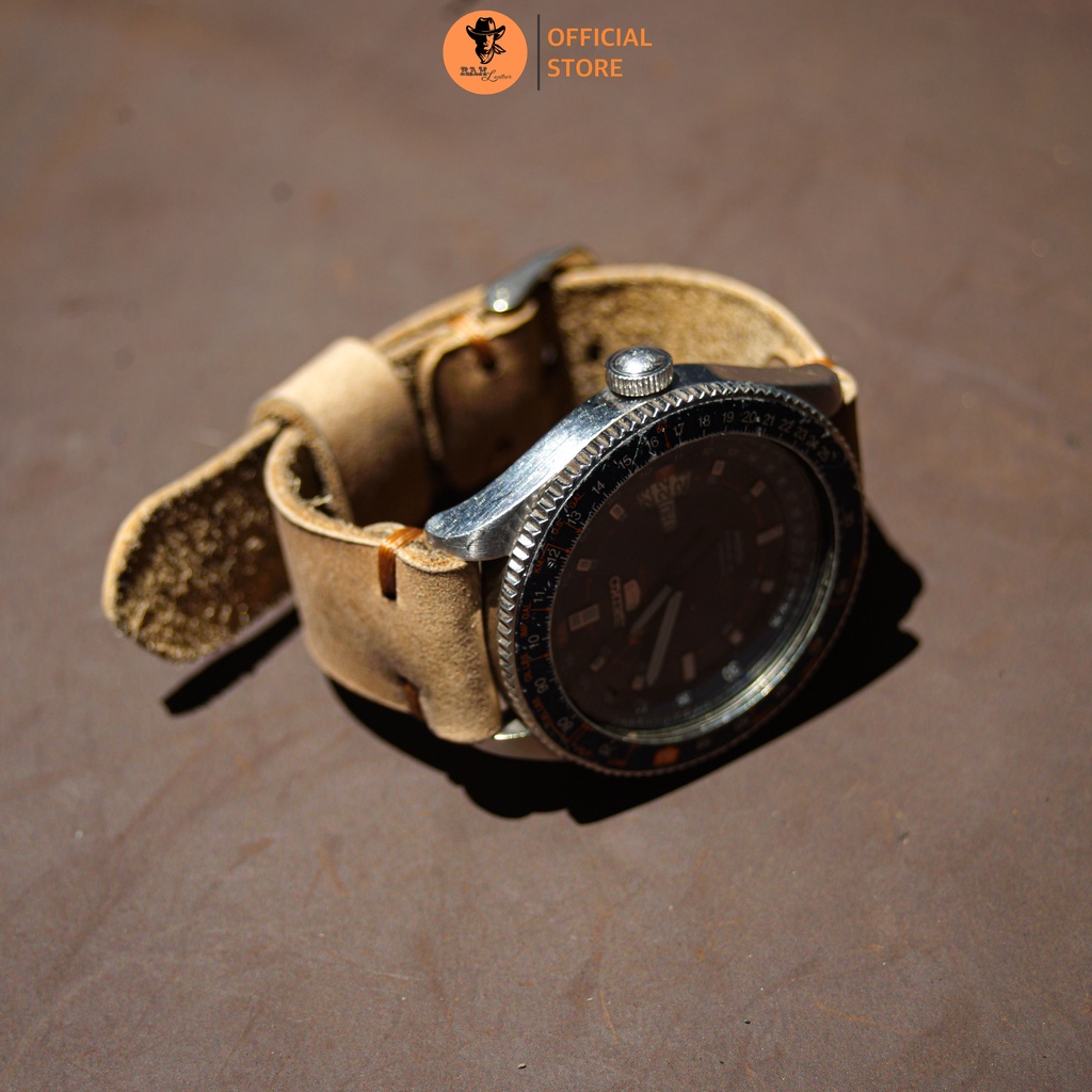 Dây đồng hồ da bò mộc - RAM Leather V3