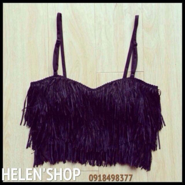 Thanh lý áo tua rua đen hai dây