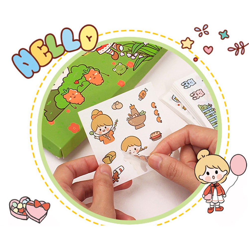 Bộ 100 miếng dán trang trí hình nhân vật hoạt hình dễ thương chống thấm nước cho hộp quà tặng 1