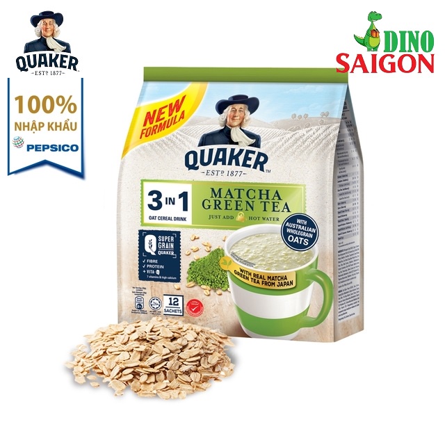 Combo 2 Gói Thức Uống Yến Mạch Quaker 3in1 Vị Matcha Trà Xanh và Truyền Thống