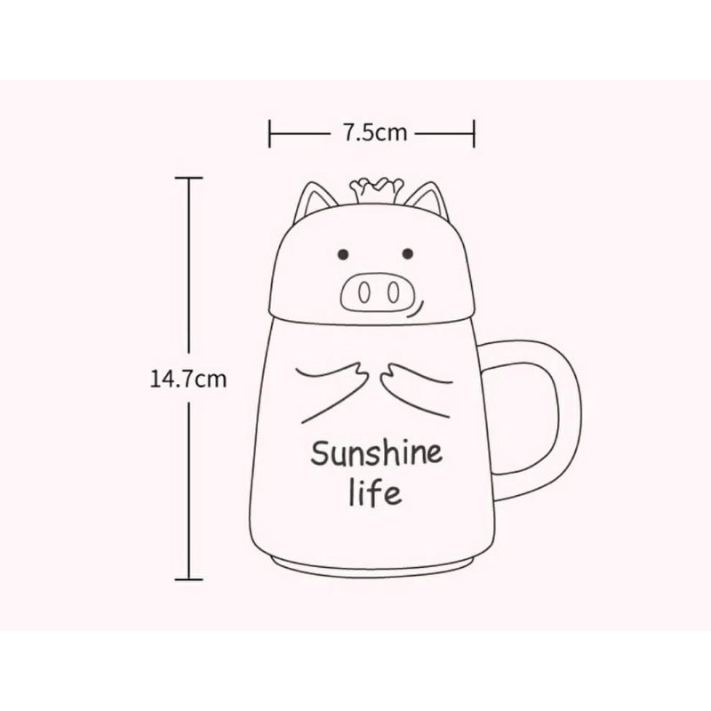 Cốc sứ uống trà,cafe có nắp hình heo,mèo, gấu Cute