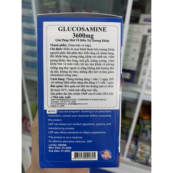 Glucosamine 3600mg - Bổ sung dưỡng chất , tái tạo mô sụn khớp