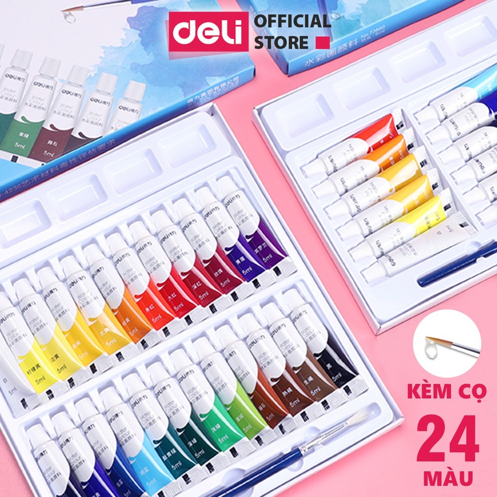 Màu nước dạng tuýp chính hãng Deli - 24 màu - 73864