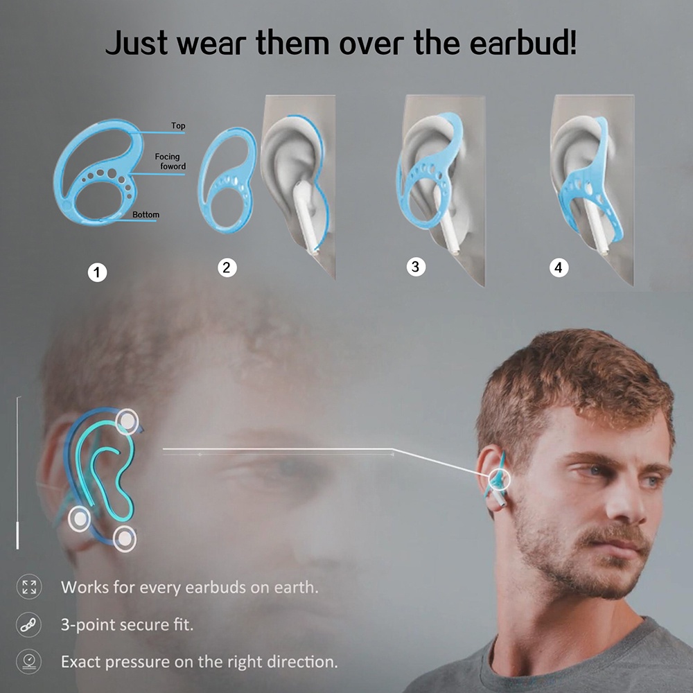 Cặp móc cố định tai nghe Bluetooth bằng silicon chống rơi chống thất lạc nhiều màu tùy chọn tiện dụng khi chơi thể thao